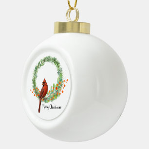 Cardinal On A Wreath Snowflake Framed Ornament