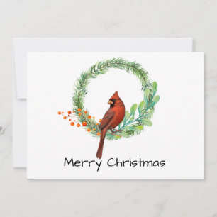 Cardinal On  A WreathFlat Holiday Card