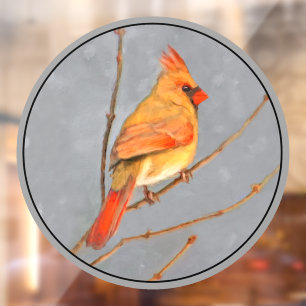 Cardinal on Branch Painting - Original Bird Art