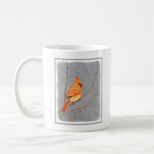 Cardinal on Branch Painting - Original Bird Art Coffee Mug