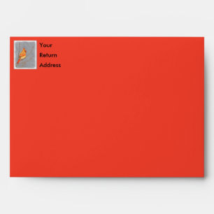 Cardinal on Branch Painting - Original Bird Art Envelope