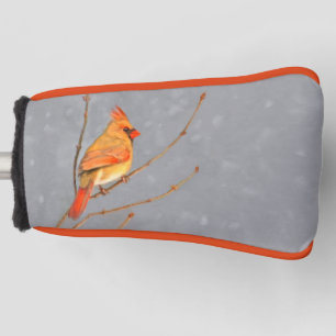 Cardinal on Branch Painting - Original Bird Art Golf Head Cover