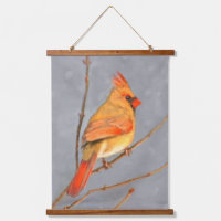 Cardinal on Branch Painting - Original Bird Art