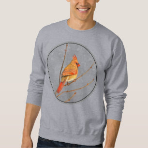Cardinal on Branch Painting - Original Bird Art Sweatshirt