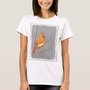 Cardinal on Branch Painting - Original Bird Art T-Shirt