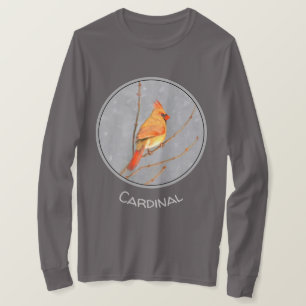 Cardinal on Branch Painting - Original Bird Art T-Shirt