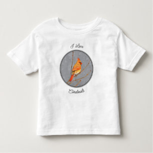 Cardinal on Branch Painting - Original Bird Art Toddler T-Shirt
