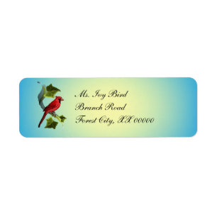 Cardinal on Branch with Ivy Leaves Return Address Label