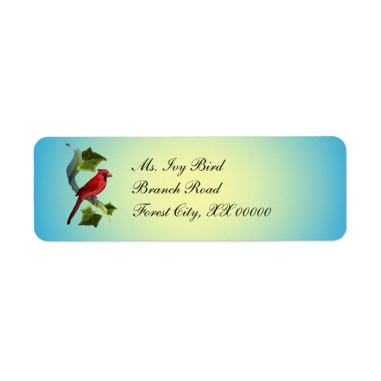 Cardinal on Branch with Ivy Leaves Return Address Label