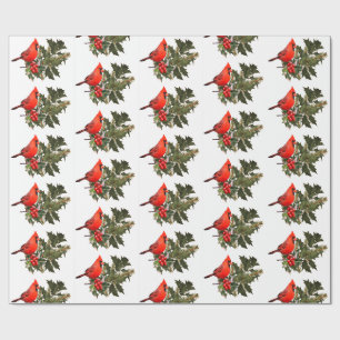 Cardinal on Holly Wrapping Paper