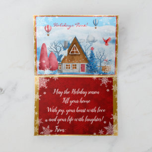 Cardinal on Landscape Customise Holiday Card