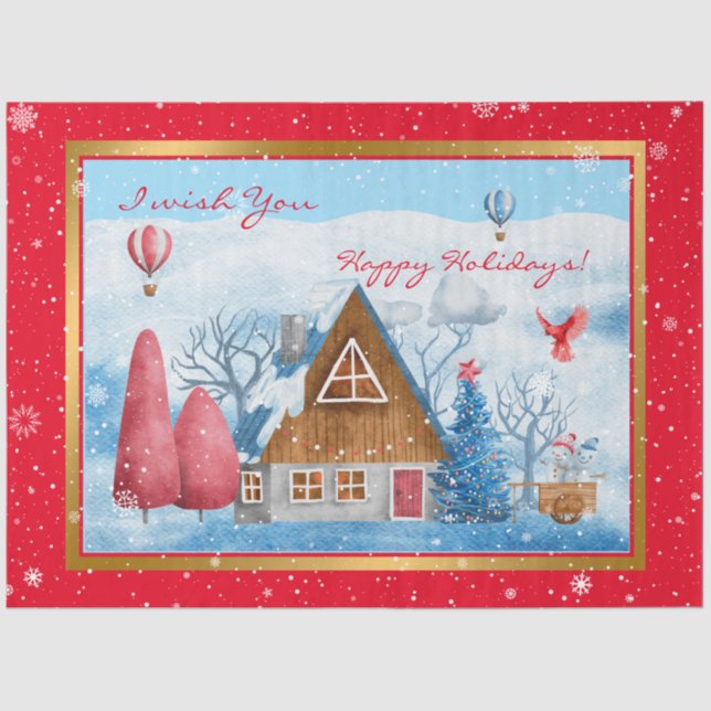 Cardinal on Landscape Customise Tissue Paper (Front)