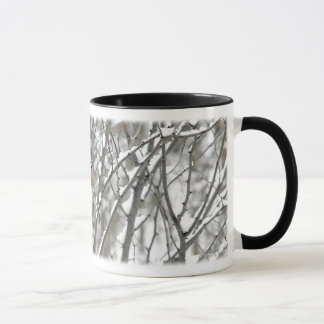 Cardinal on Snowy Dogwood Mug