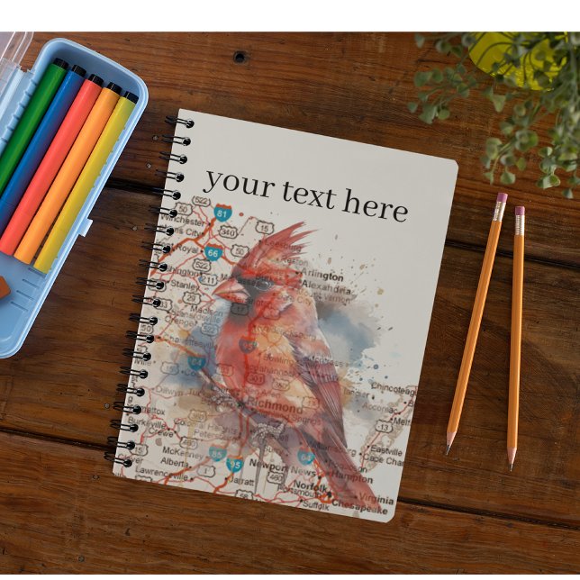 Cardinal on Virginia Road Map customisable Notebook (Creator Uploaded)