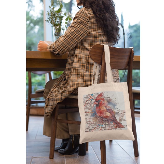 Cardinal on Virginia Road Map Tote Bag (Creator Uploaded)