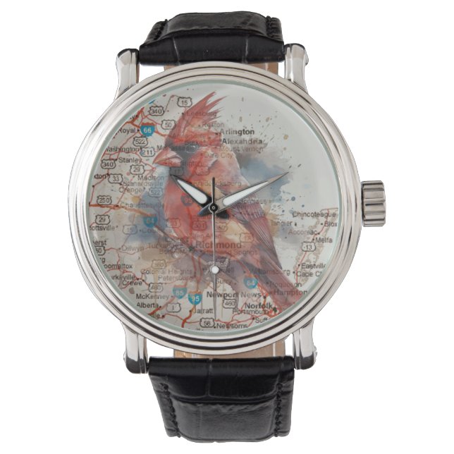 Cardinal on Virginia Road Map Watch (Front)