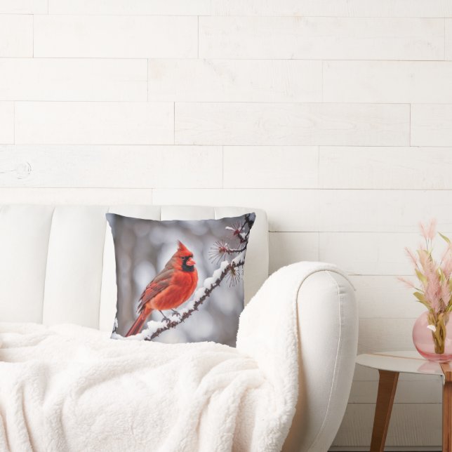 Cardinal On Winter Branch Cushion (Couch)