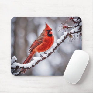 Cardinal On Winter Branch Mouse Pad