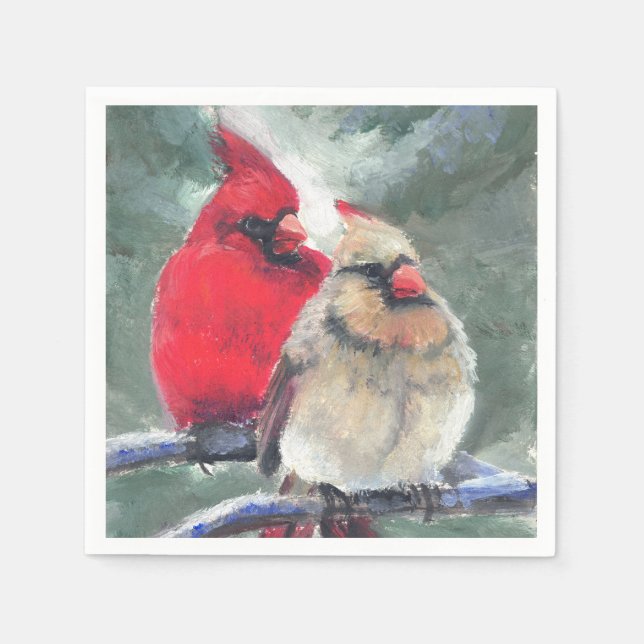 Cardinal Pair festive napkins (Front)