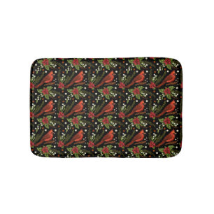 Cardinal Pattern Christmas Bath Mat
