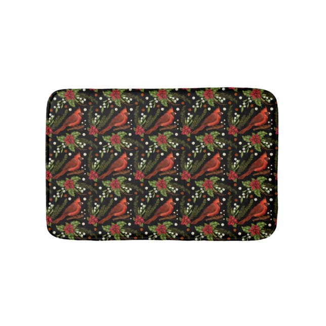 Cardinal Pattern Christmas Bath Mat (Front)
