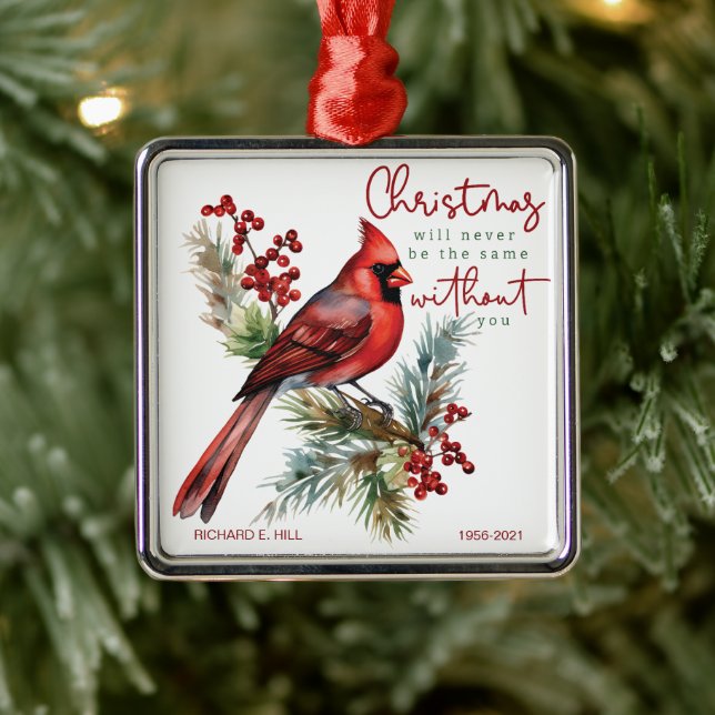 Cardinal Personalised Memorial Christmas  Metal Ornament (Tree)