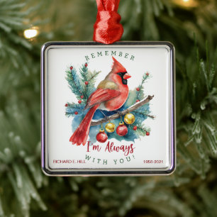 Cardinal Personalised Memorial Remember  Metal Ornament