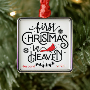 Cardinal/Personalized First Christmas In Heaven Metal Ornament