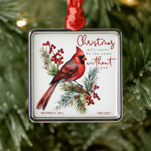 Cardinal Personalized Memorial Christmas  Metal Ornament