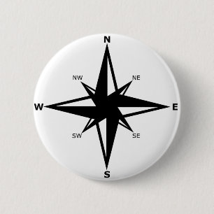 cardinal points 6 cm round badge