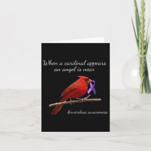 Cardinal Purple Ribbon Overdose Awareness Angel  Card
