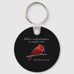Cardinal Purple Ribbon Overdose Awareness Angel Key Ring