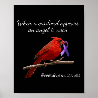 Cardinal Purple Ribbon Overdose Awareness Angel  Poster