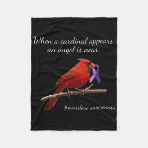 Cardinal Purples Ribbon Overdose Awareness Angel  Fleece Blanket