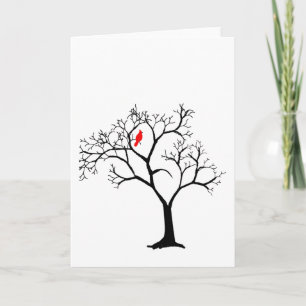 Cardinal Red Bird in Snowy Winter Tree Card