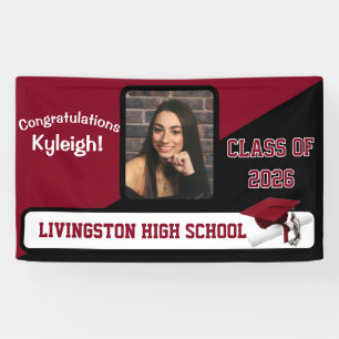 Cardinal Red, Black, & White Graduation Banner