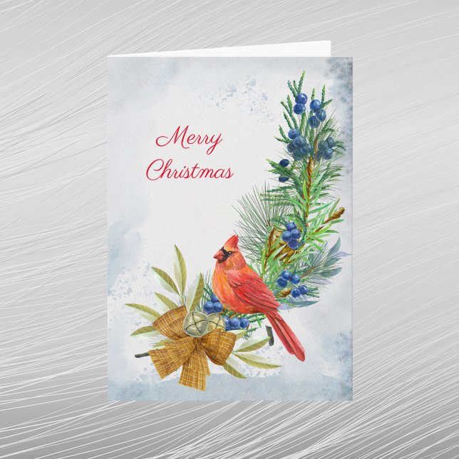 Cardinal Red Juniper Berries Christmas Holiday Card (Creator Uploaded)
