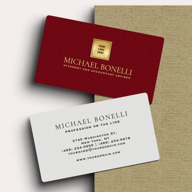 Cardinal Red Leather Business Logo Corporate Card (Creator Uploaded)