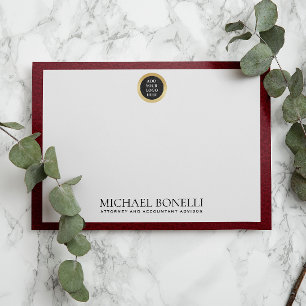 Cardinal Red Leather Gold Square Logo Monogram Card