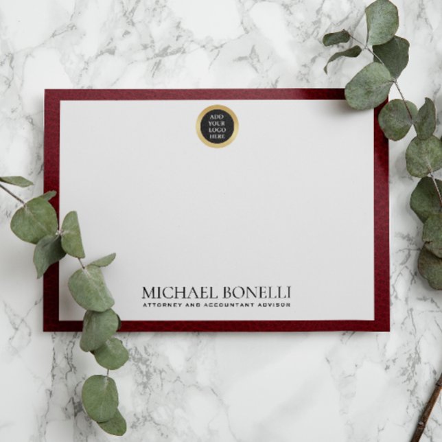 Cardinal Red Leather Gold Square Logo Monogram Card (Creator Uploaded)