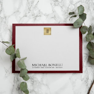 Cardinal Red Leather Gold SQUARE Logo Monogram Card