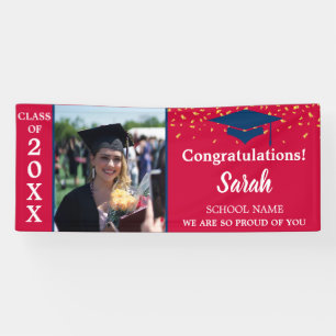 Cardinal Red & Navy Graduation Photo Class Of 2025 Banner