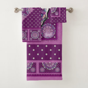 Cardinal red Rosace Bath Towel Set