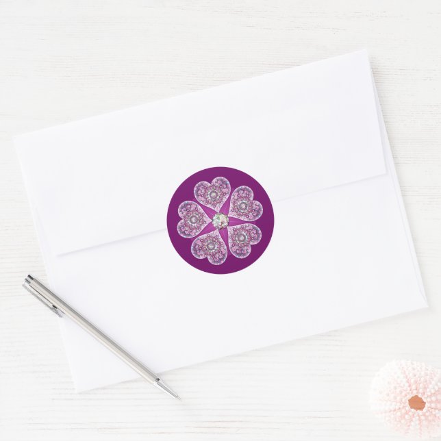 Cardinal red Rosace Classic Round Sticker (Envelope)