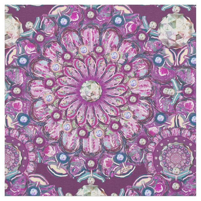 Cardinal red Rosace Fabric (Close Up)