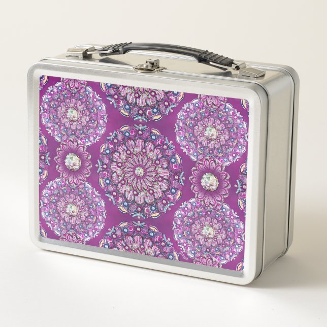 Cardinal Red Rosace Metal Lunch Box (Front)