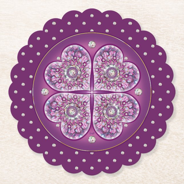 Cardinal Red Rosace Paper Coaster (Front)