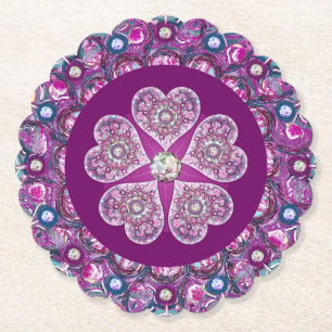 Cardinal Red Rosace Paper Coaster