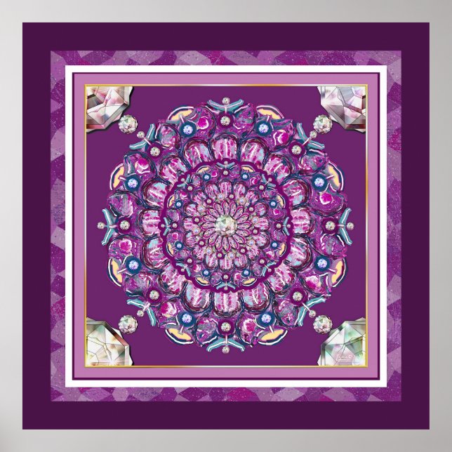 Cardinal red Rosace Poster (Front)