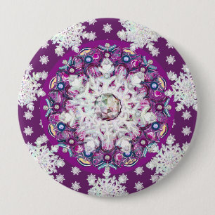 Cardinal red rosace & snowflake 10 cm round badge